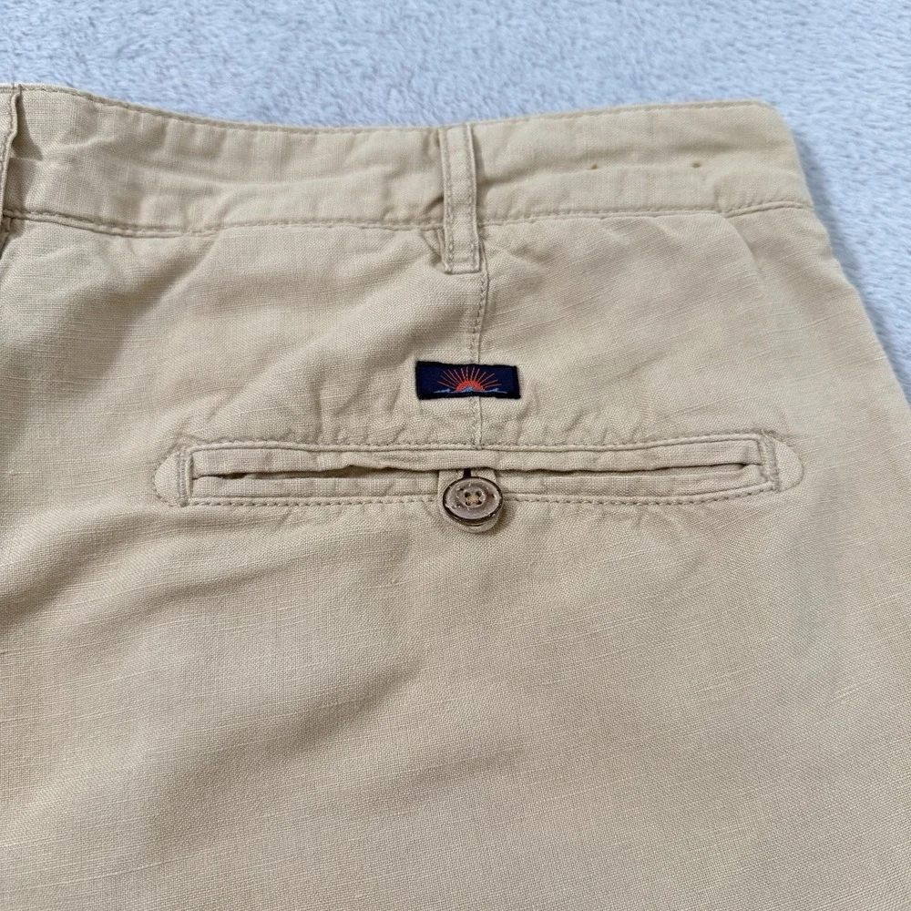 Faherty Shorts Mens 33 Beige Linen Blend Flat Front 9